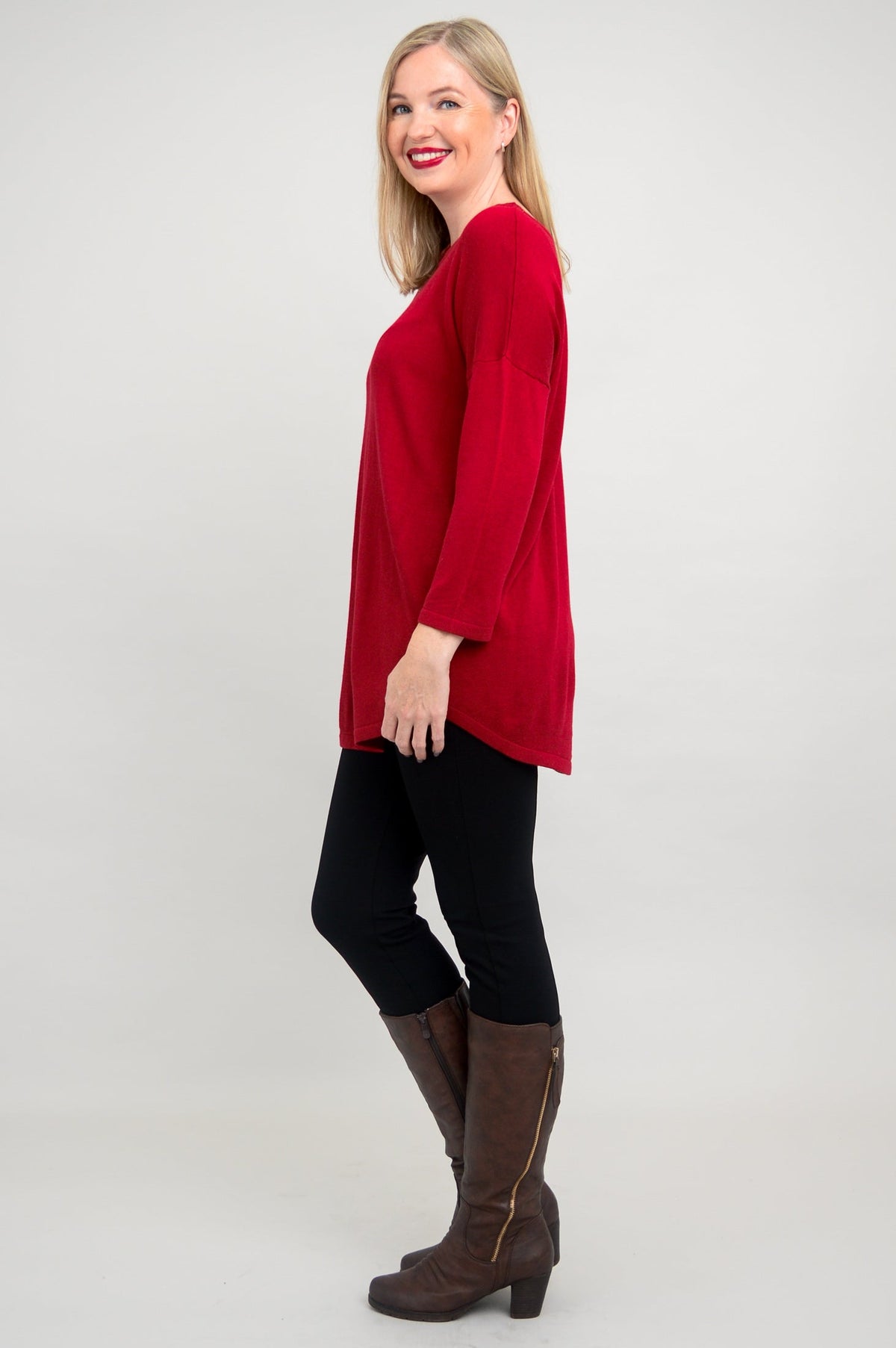 Tina Sweater, Lipstick, Bamboo Cotton- Final Sale
