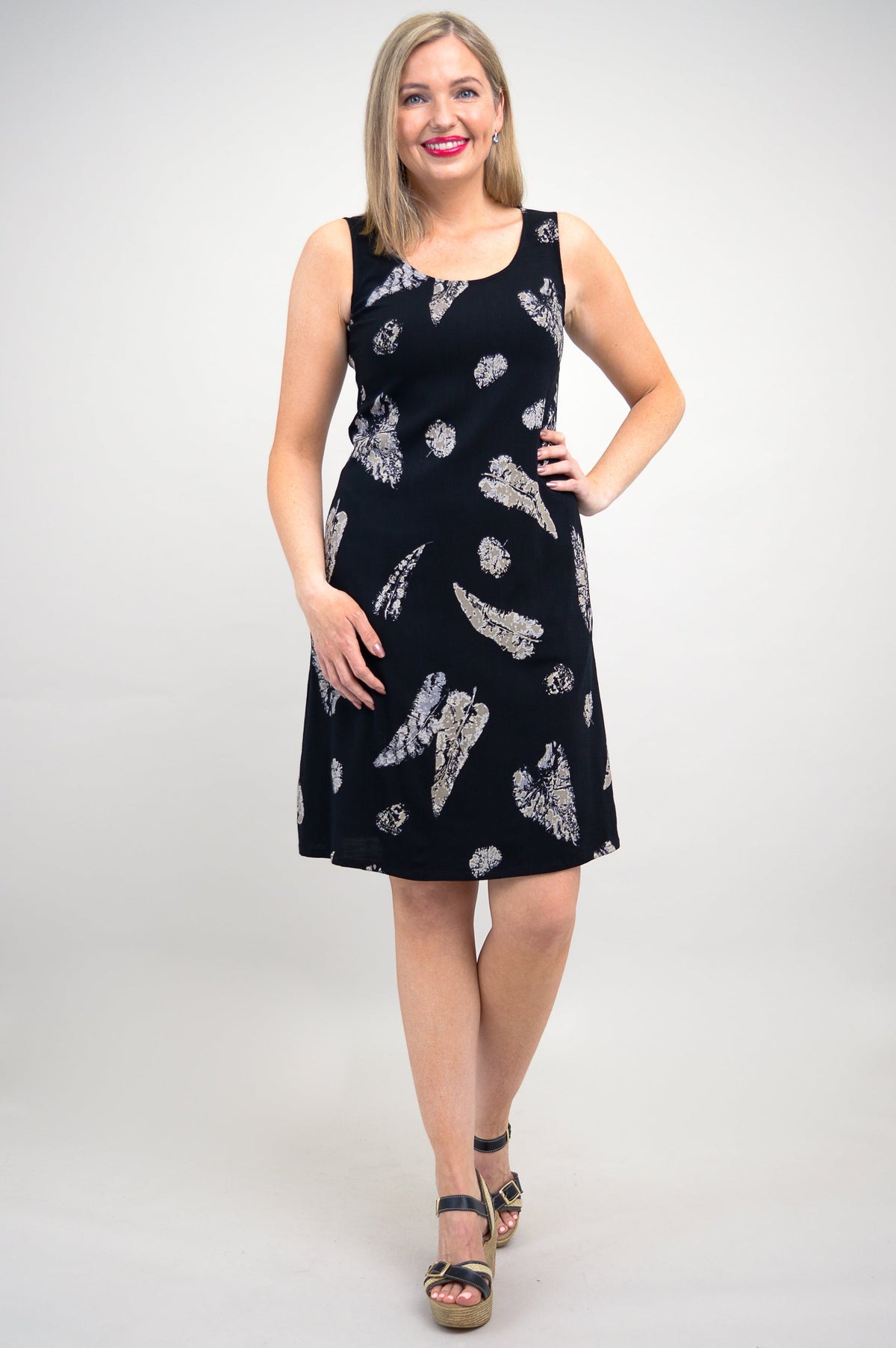 Velma Dress, Leaf Shadow, Linen Bamboo