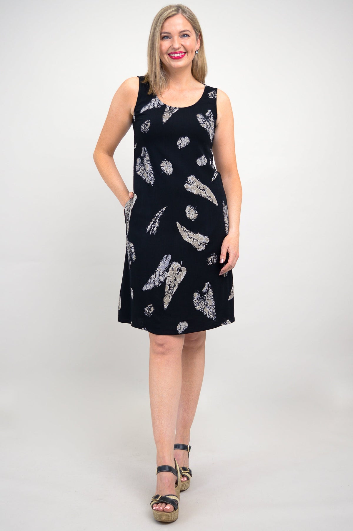 Velma Dress, Leaf Shadow, Linen Bamboo