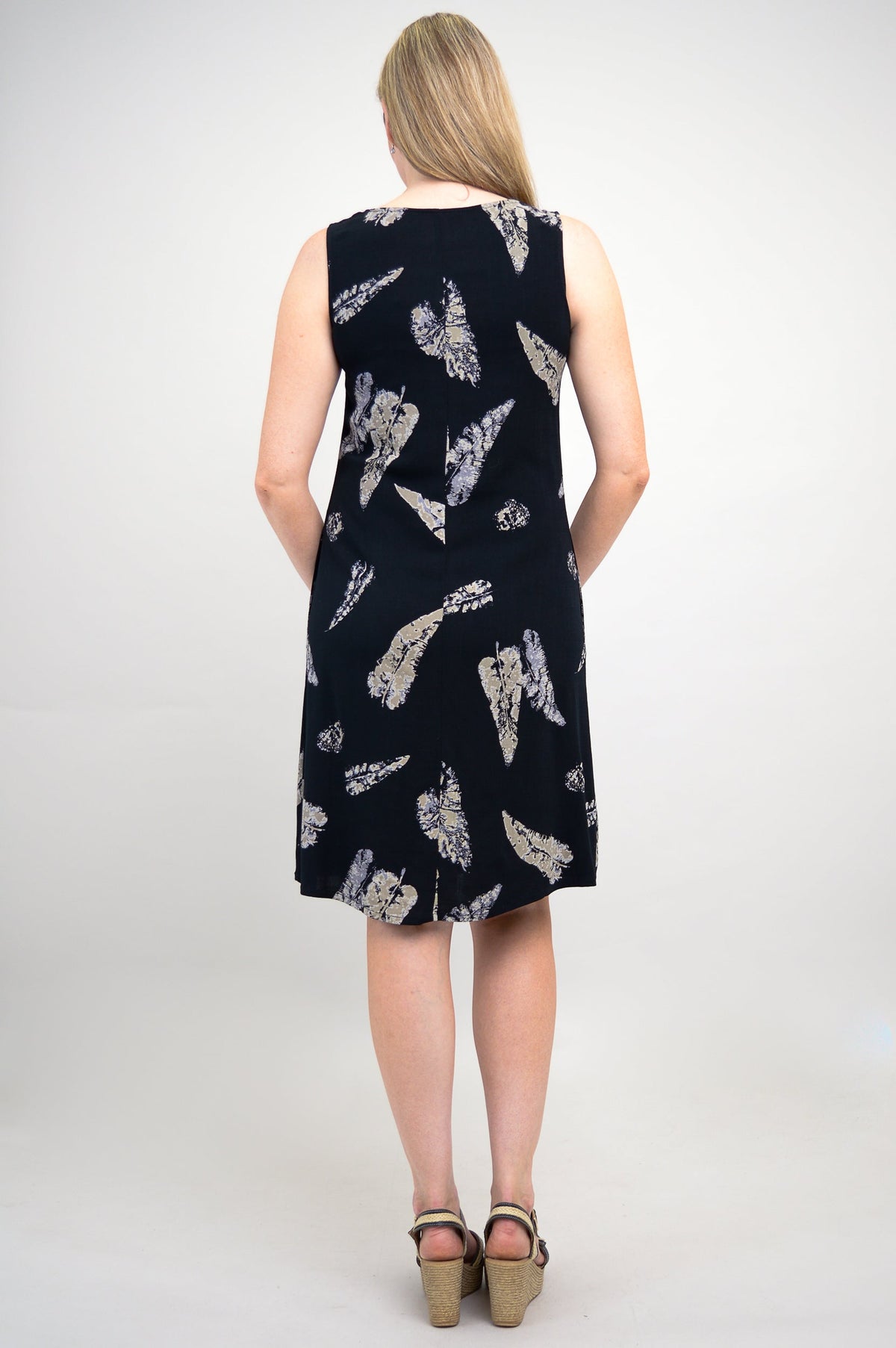 Velma Dress, Leaf Shadow, Linen Bamboo