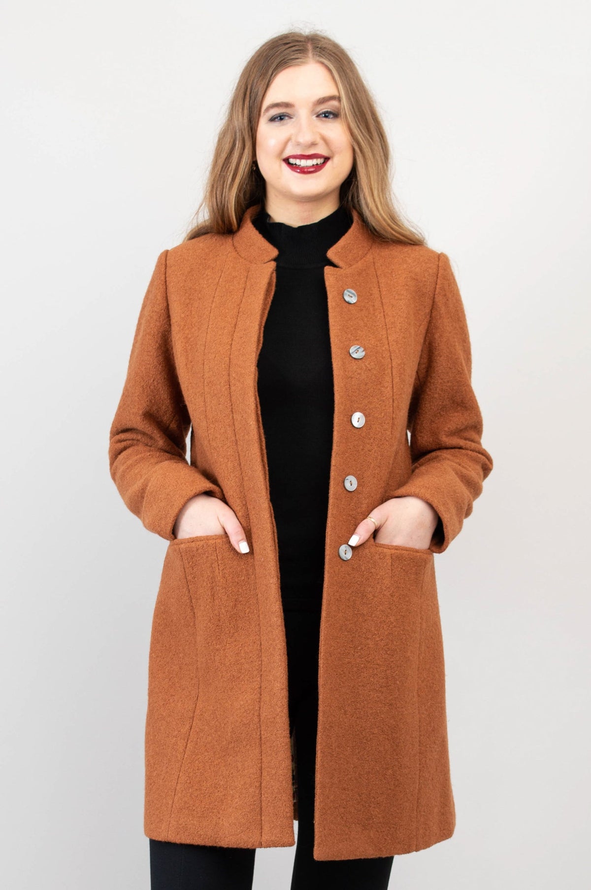 Verona Coat, Copper, Boiled Wool- Final Sale