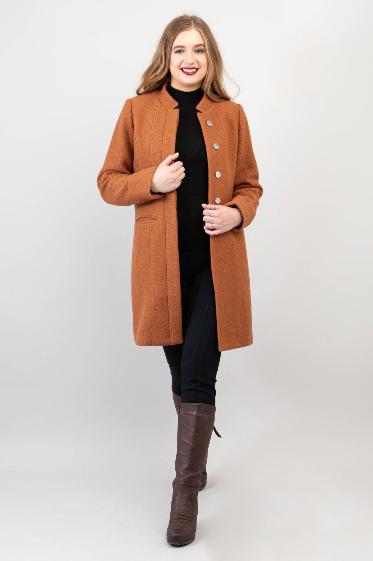 Verona Coat, Copper, Boiled Wool- Final Sale