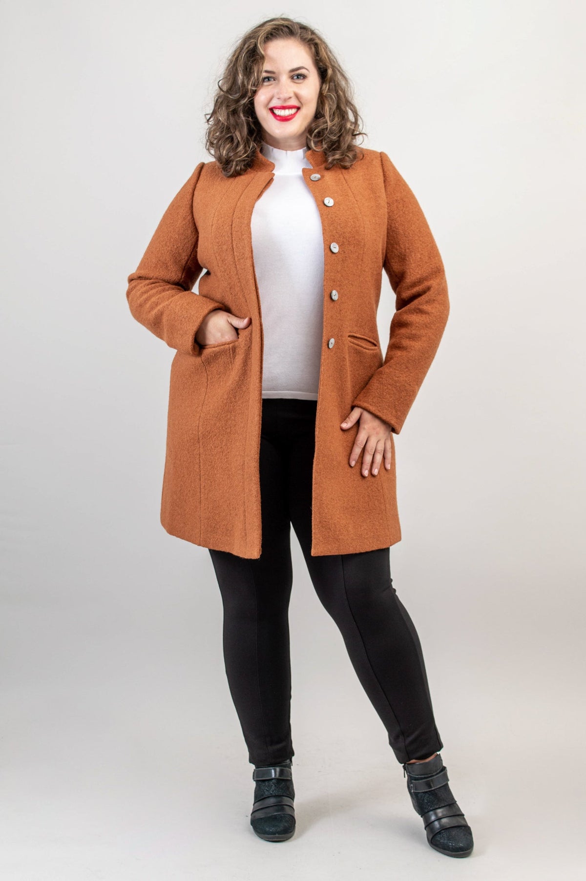 Verona Coat, Copper, Boiled Wool- Final Sale