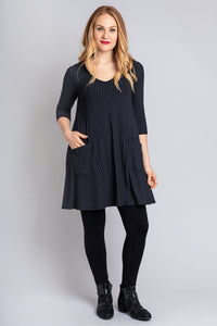 Veronica Tunic, Blk/Grey Stripe, Bamboo