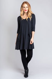 Veronica Tunic, Blk/Grey Stripe, Bamboo