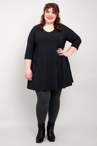 Veronica Tunic, Blk/Grey Stripe, Bamboo