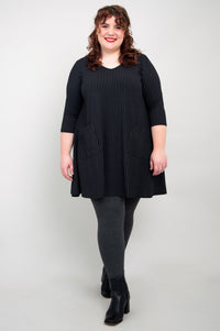 Veronica Tunic, Blk/Grey Stripe, Bamboo