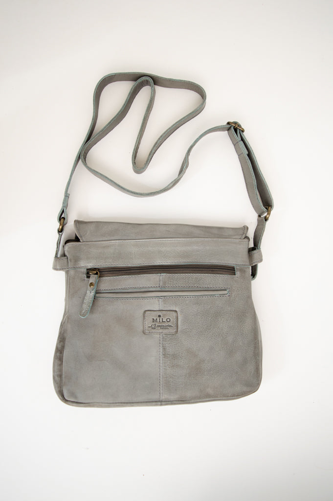 Handbag 098, Grey, Leather