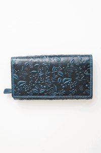 Adrian Klis 100 Flower Wallet, Blue, Leather