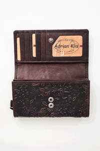 Adrian Klis 100 Flower Wallet, Browm, Leather