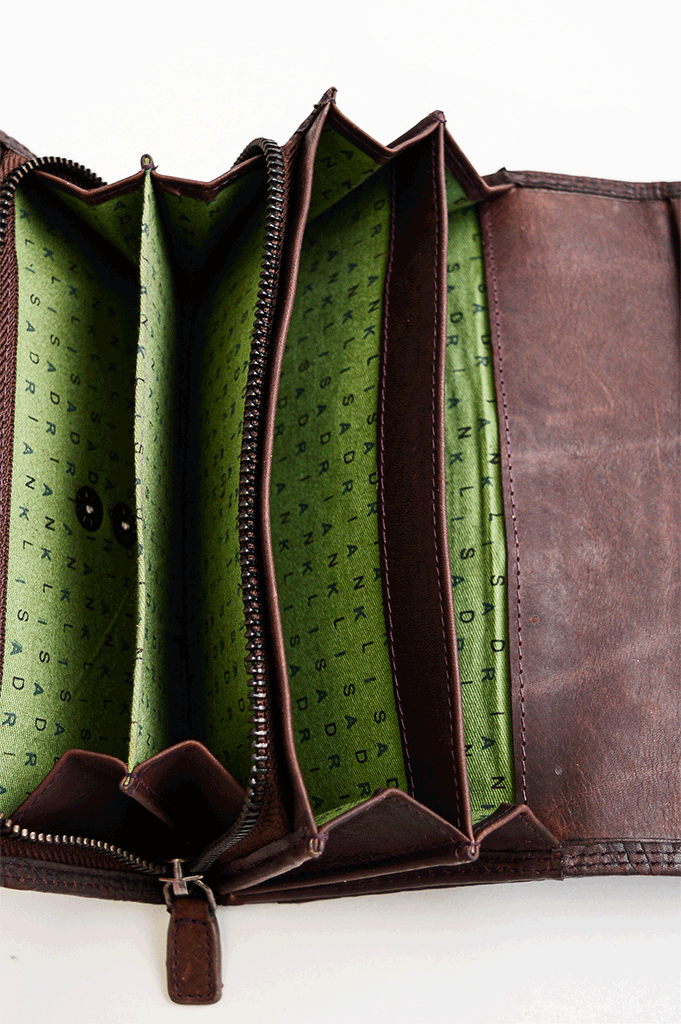Adrian Klis 100 Flower Wallet, Browm, Leather