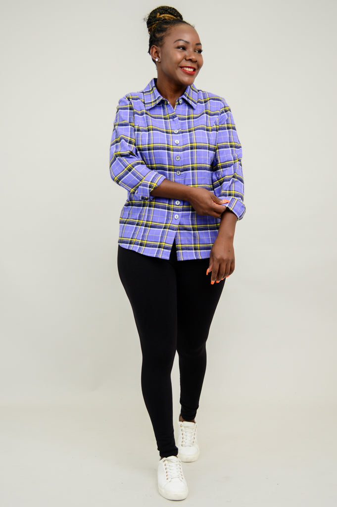 Alexis Top, Comfrey Plaid, Cotton Flannel - Final Sale