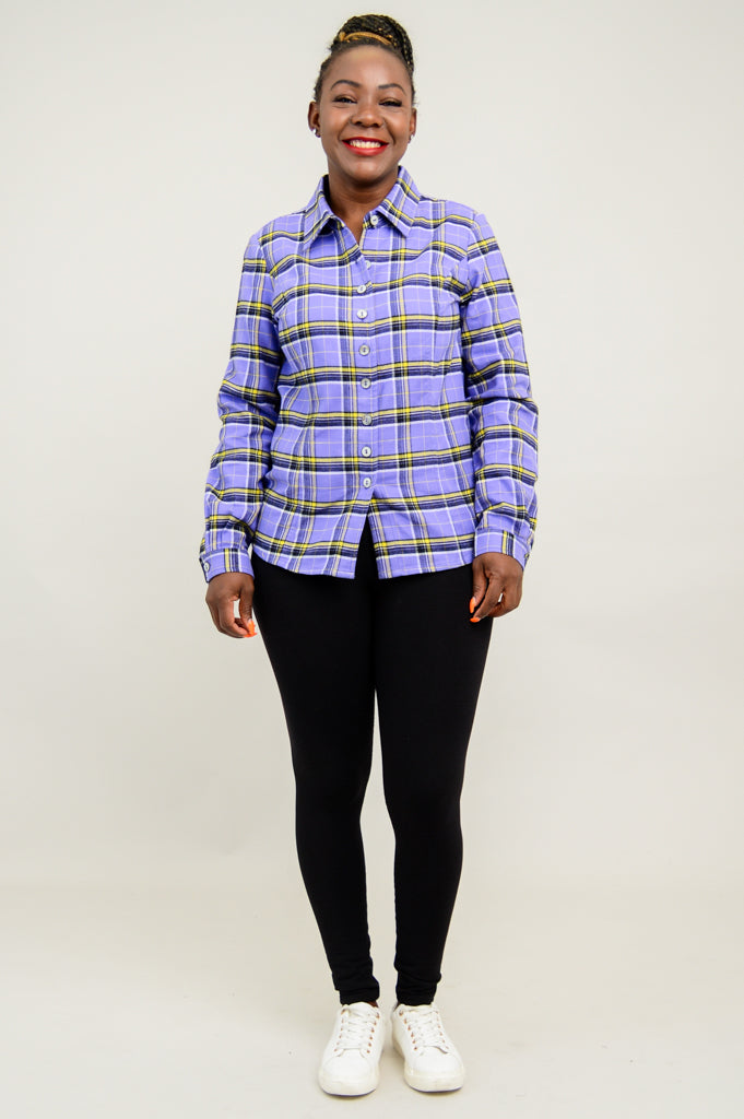 Alexis Top, Comfrey Plaid, Cotton Flannel - Final Sale
