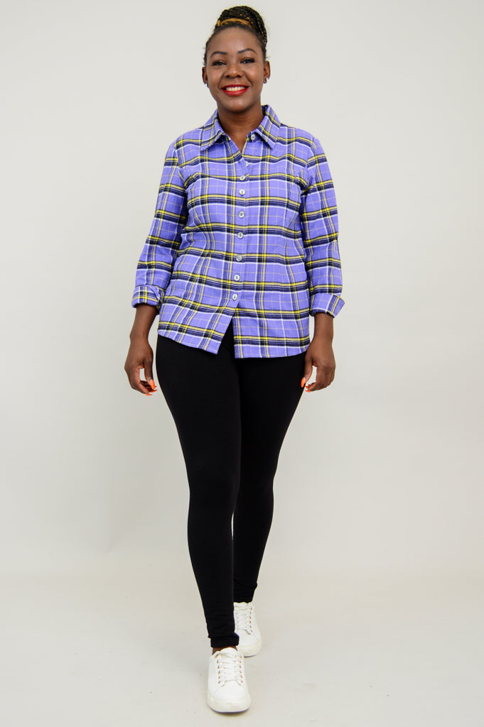 Alexis Top, Comfrey Plaid, Cotton Flannel - Final Sale