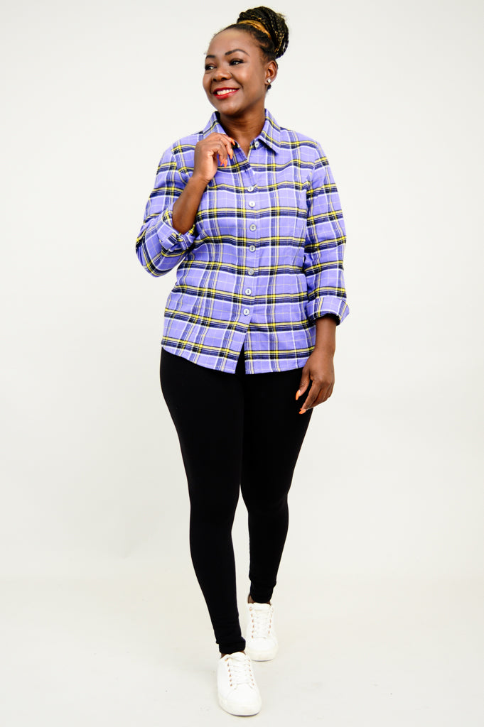 Alexis Top, Comfrey Plaid, Cotton Flannel - Final Sale