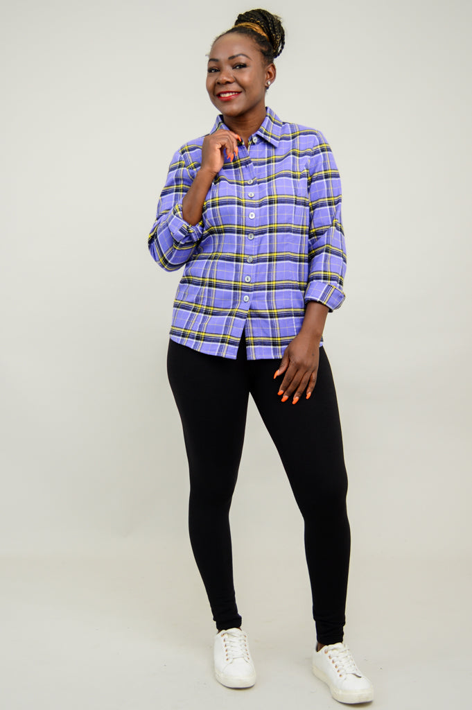 Alexis Top, Comfrey Plaid, Cotton Flannel - Final Sale