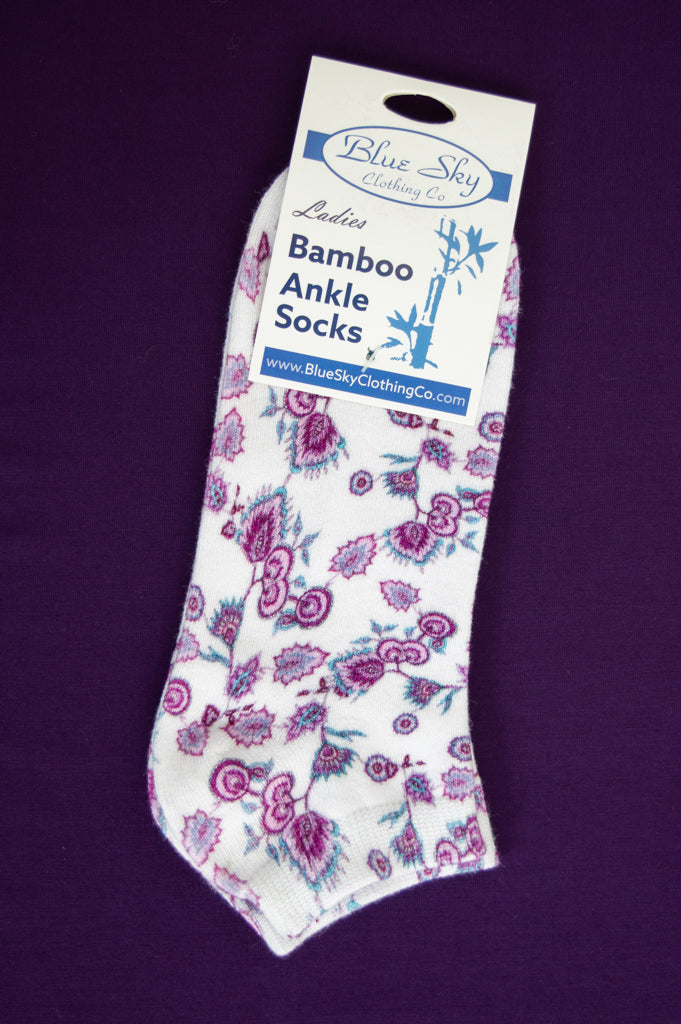 Ladies Ankle Bamboo Socks, Assorted Prints