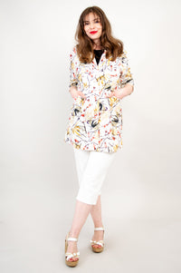 April Jacket, Almond Blooms, Linen Viscose- Final Sale