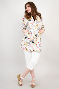 April Jacket, Almond Blooms, Linen Viscose- Final Sale