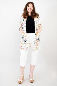 April Jacket, Almond Blooms, Linen Viscose- Final Sale