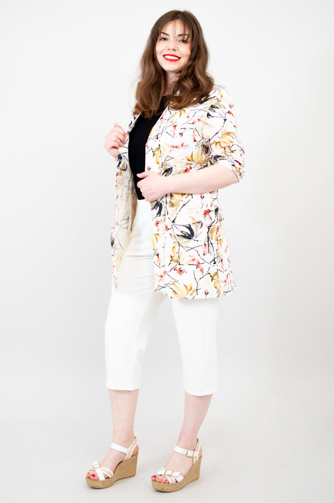 April Jacket, Almond Blooms, Linen Viscose- Final Sale