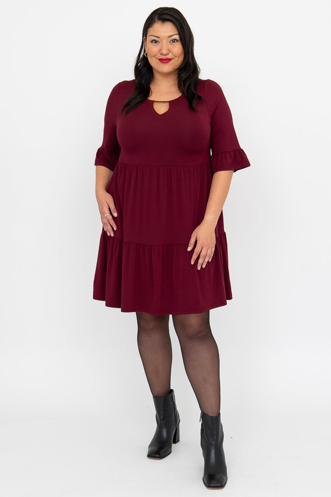 Bernadette Dress, Burgundy, Bamboo - Final Sale
