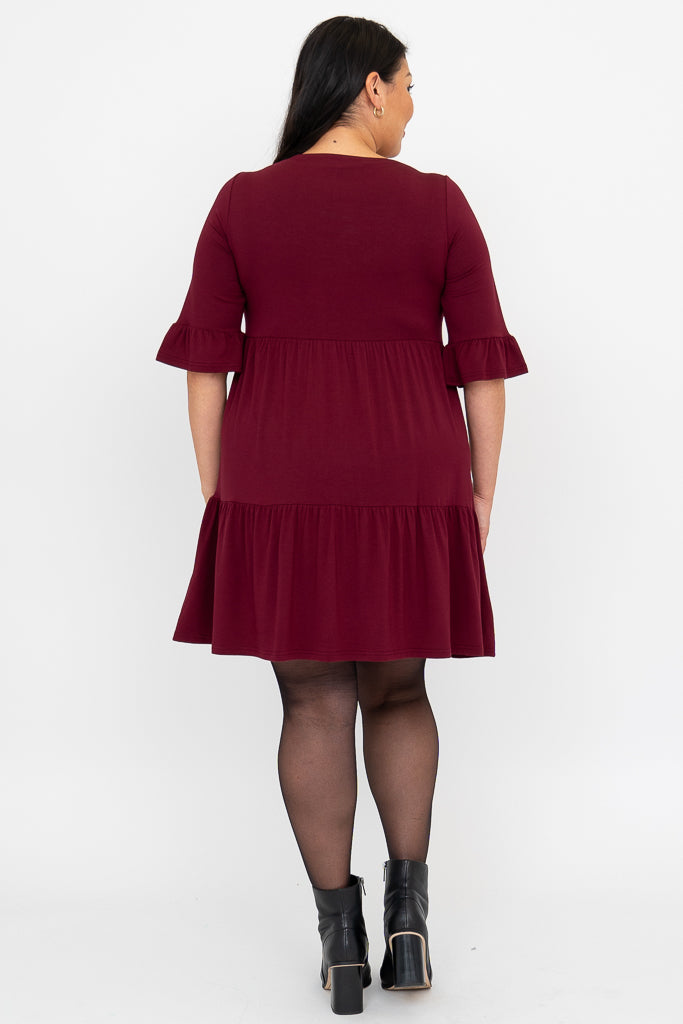 Bernadette Dress, Burgundy, Bamboo - Final Sale