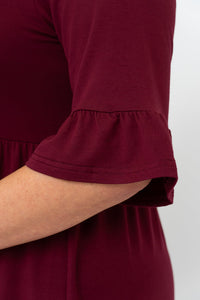 Bernadette Dress, Burgundy, Bamboo - Final Sale