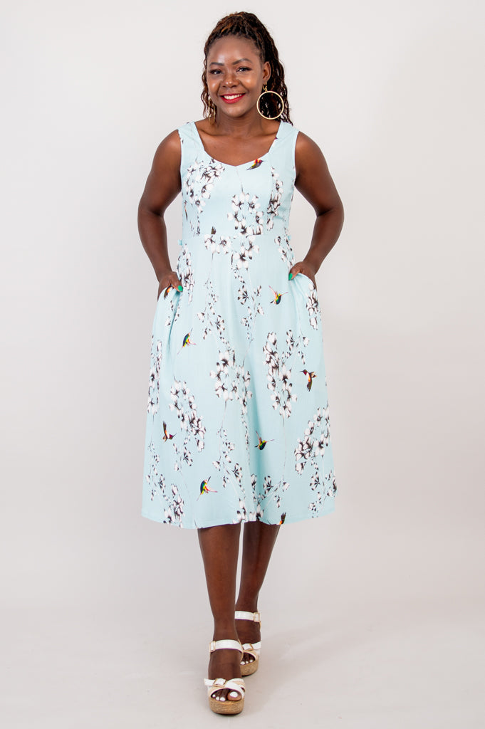 Bristol Dress, Oiseau, Linen Bamboo - Final Sale