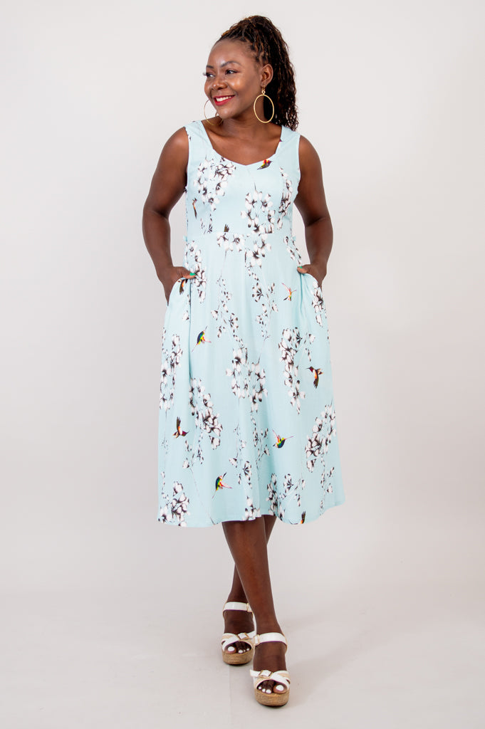 Bristol Dress, Oiseau, Linen Bamboo - Final Sale