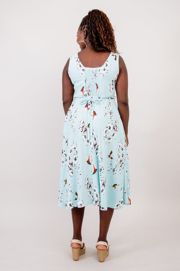 Bristol Dress, Oiseau, Linen Bamboo - Final Sale