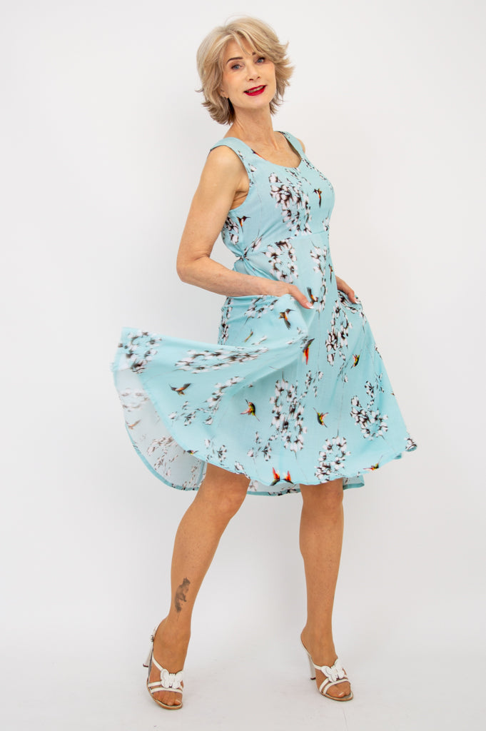 Bristol Dress, Oiseau, Linen Bamboo - Final Sale