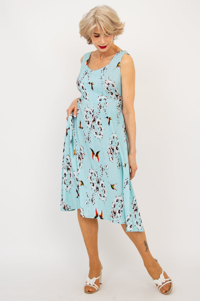 Bristol Dress, Oiseau, Linen Bamboo - Final Sale