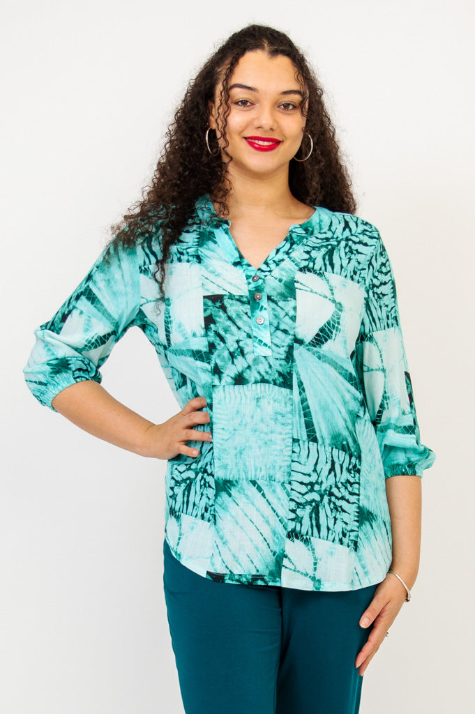 Carly Top, Shibori, Linen Bamboo - Final sale