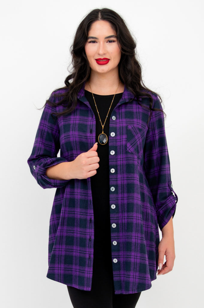 Celine Tunic, Acai Plaid, Cotton- Final Sale