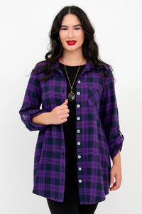 Celine Tunic, Acai Plaid, Cotton- Final Sale