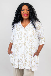 Celine Blouse, Suna, Linen Bamboo- Final Sale