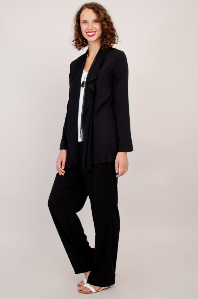 Diana Jacket, Black, Linen Bamboo - Final Sale