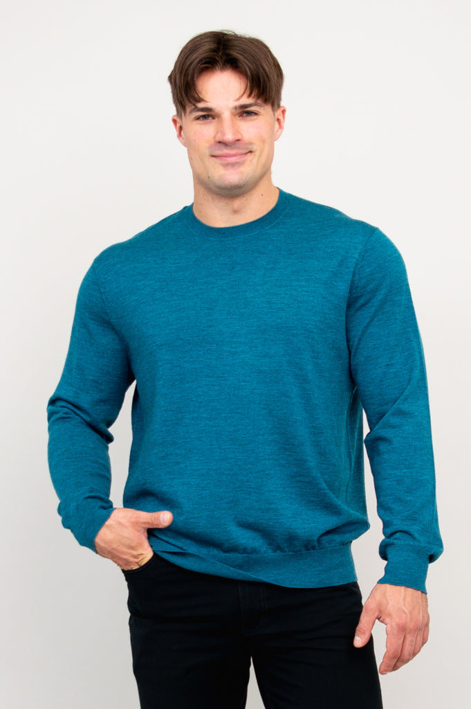 Fraser Sweater, Teal, 100% Merino Wool