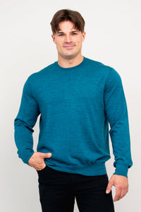 Fraser Sweater, Teal, 100% Merino Wool