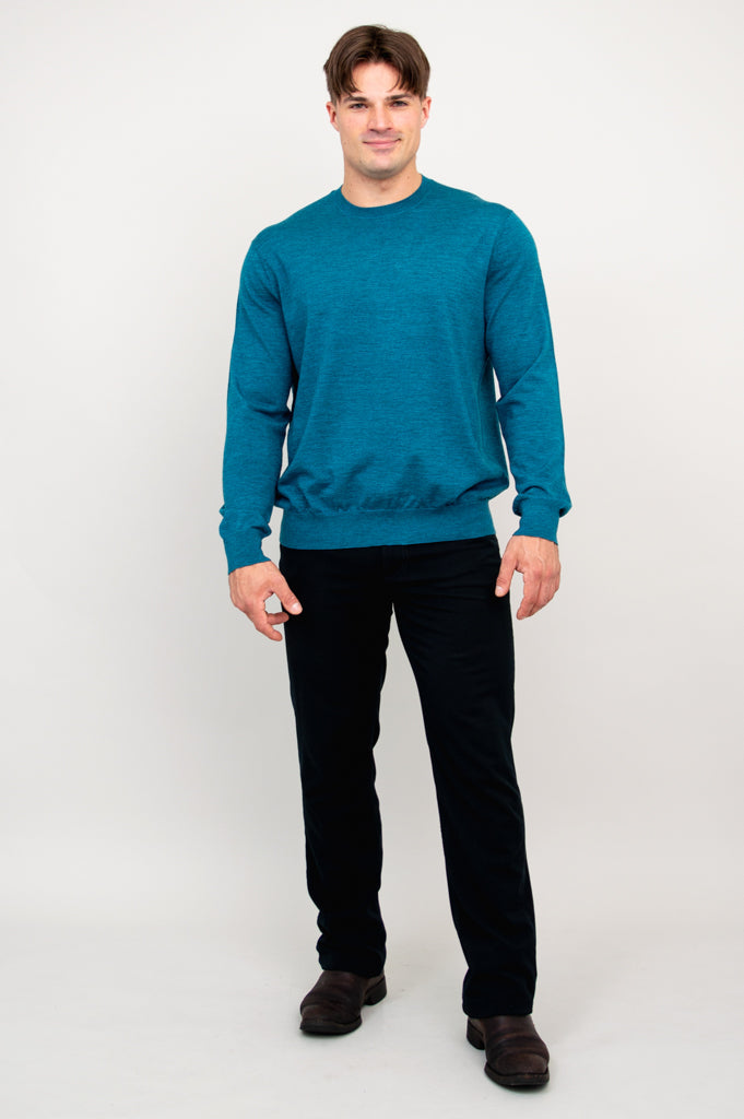 Fraser Sweater, Teal, 100% Merino Wool
