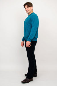 Fraser Sweater, Teal, 100% Merino Wool