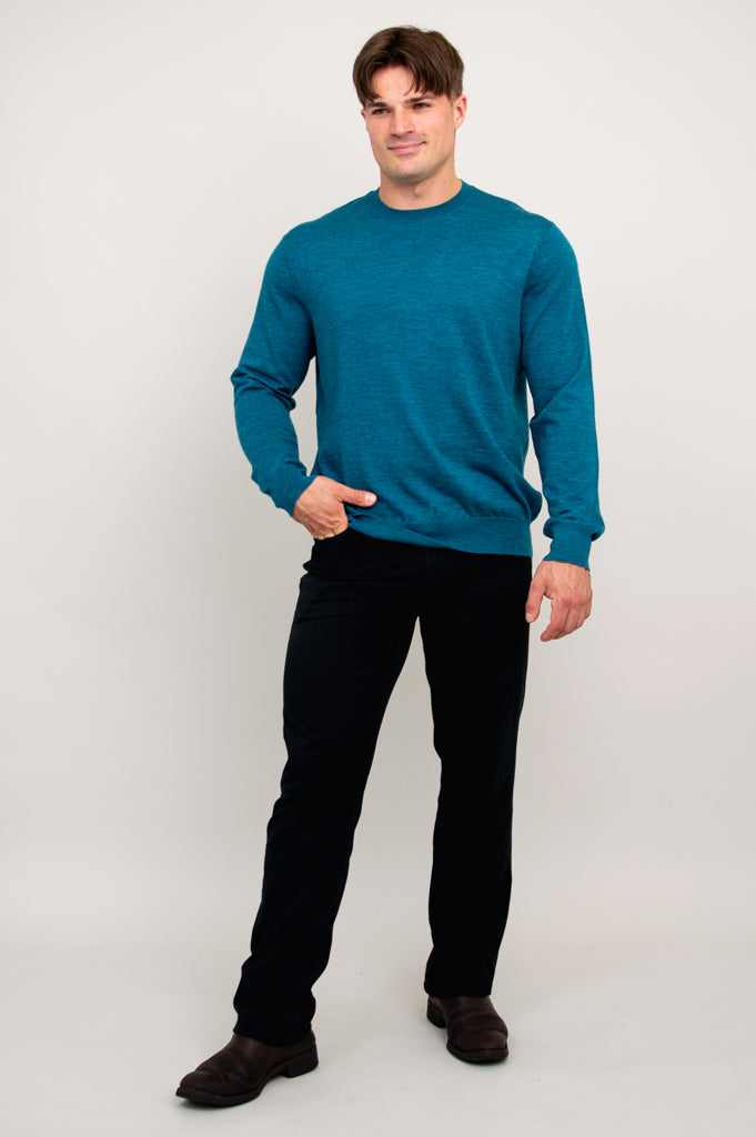 Fraser Sweater, Teal, 100% Merino Wool