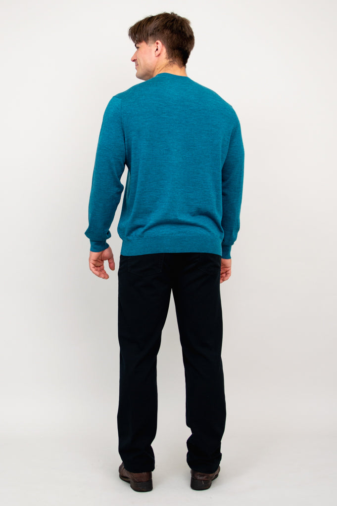 Fraser Sweater, Teal, 100% Merino Wool