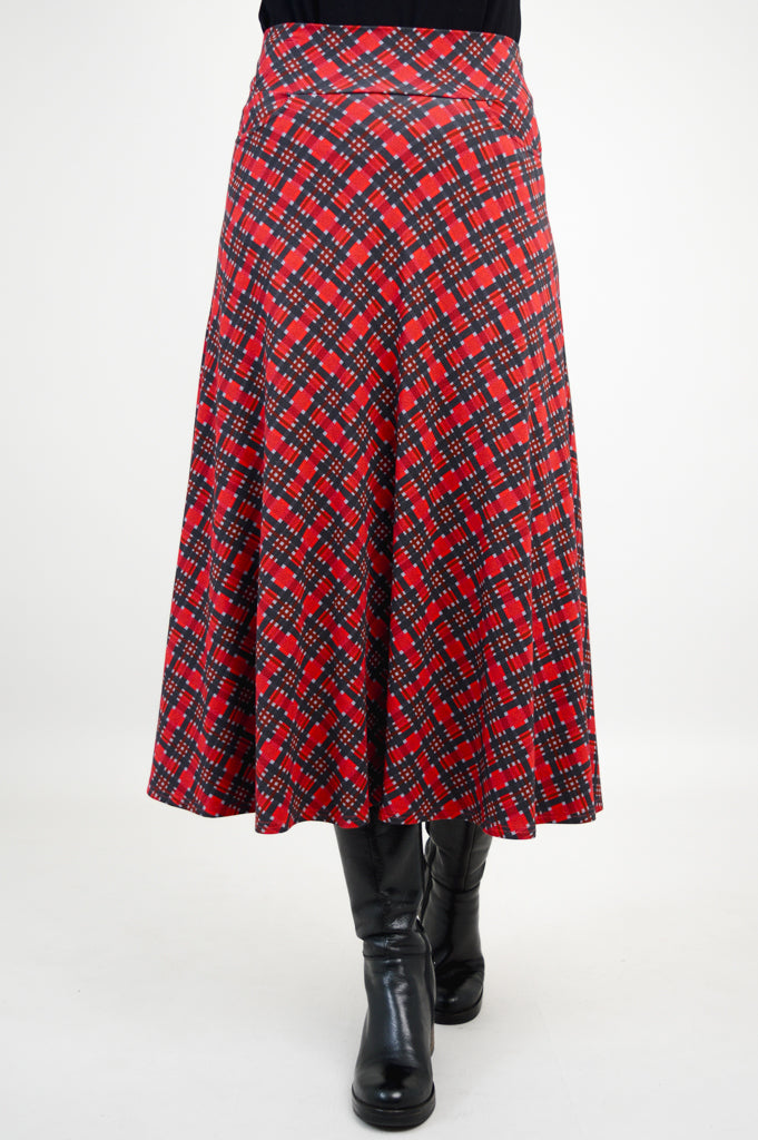 Gillian Skirt, Cherry Plaid, Bamboo- Final Sale