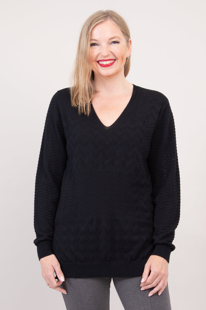 Greta Sweater, Black, Cotton - Final Sale