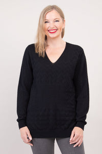 Greta Sweater, Black, Cotton - Final Sale