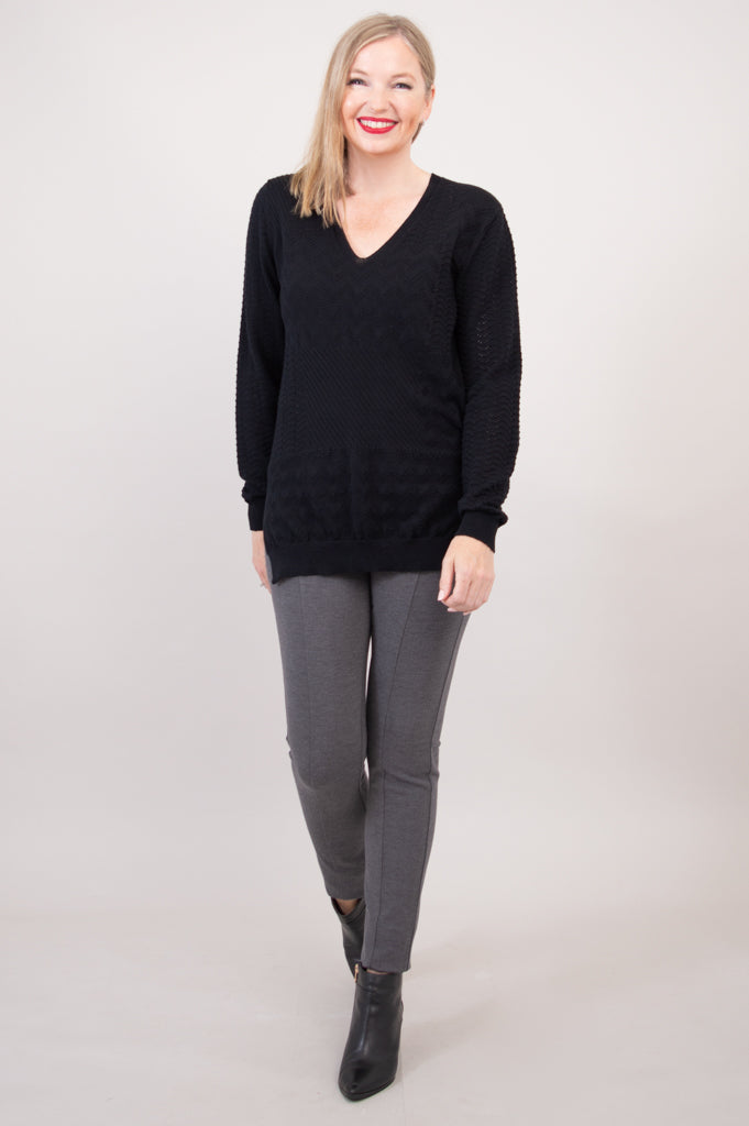 Greta Sweater, Black, Cotton - Final Sale