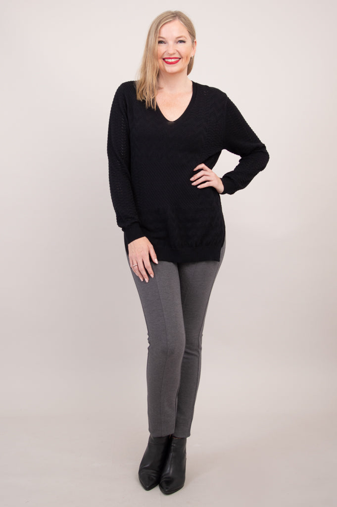 Greta Sweater, Black, Cotton - Final Sale
