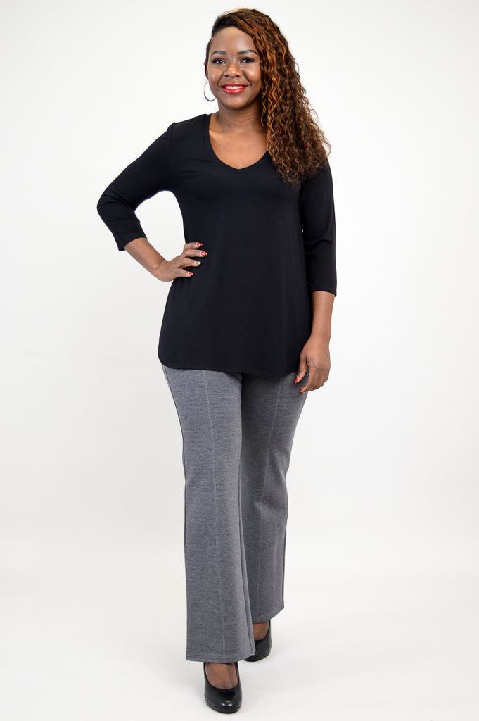 Jackie 3/4 Top, Black, Bamboo